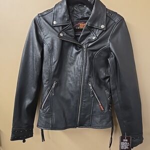 Woman's Hot Leathers Riding Jacket Motorcycle Size‎ Small New With Tags